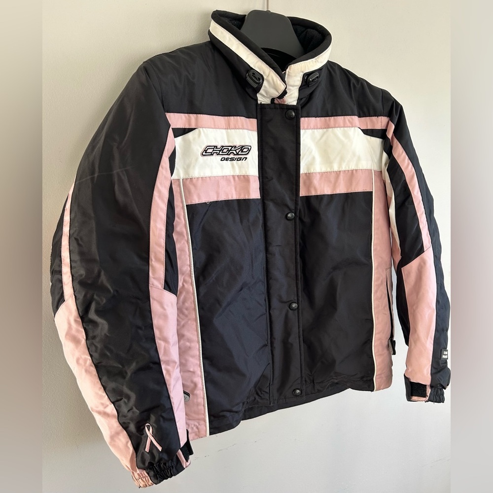 Choko Design Jacket Womens Black & Pink Snowmobile Breast Cancer Awareness Sz S - Picture 2 of 10